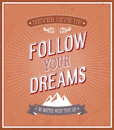 Follow your dreams typographic design. Vector illustration. Stock Photo - Budget Royalty-Free & Subscription, Code: 400-07062537