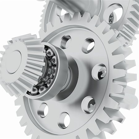 simsearch:700-03601449,k - Metal shafts, gears and bearings. 3d render on white background Stock Photo - Budget Royalty-Free & Subscription, Code: 400-07062583