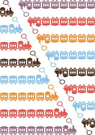 simsearch:400-04992228,k - Cute coloured trains with different numbers of carriages Foto de stock - Super Valor sin royalties y Suscripción, Código: 400-07062685