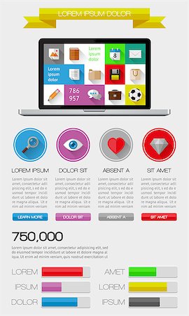 simsearch:400-06880792,k - Ui, infographics and web elements including flat design. EPS10 vector illustration. Stock Photo - Budget Royalty-Free & Subscription, Code: 400-07062696