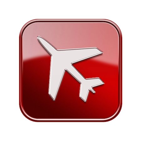 simsearch:400-03968548,k - Airplane icon glossy red, isolated on white background Stock Photo - Budget Royalty-Free & Subscription, Code: 400-07087943