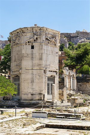simsearch:400-04476617,k - The Tower of the Winds is an octagonal Pentelic marble clocktower on the agora in Athens Stock Photo - Budget Royalty-Free & Subscription, Code: 400-07088958