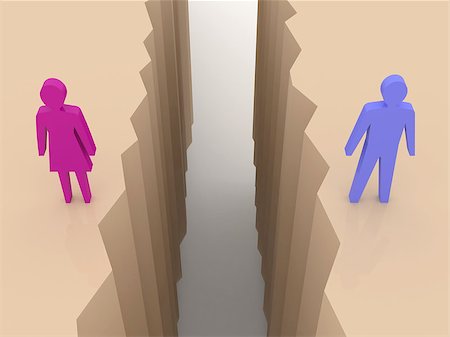 simsearch:400-06207242,k - Man and woman split on sides, separation crack. Concept 3D illustration. Stock Photo - Budget Royalty-Free & Subscription, Code: 400-07089415
