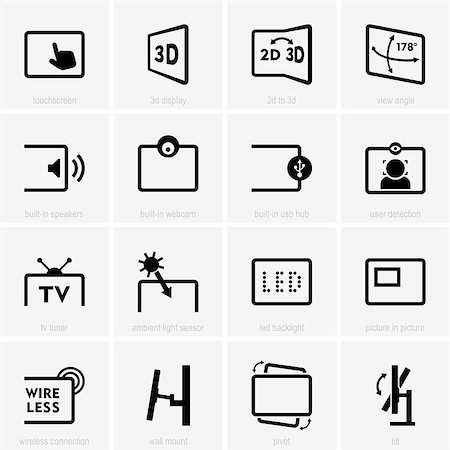 Set of Monitor technology icons Stock Photo - Budget Royalty-Free & Subscription, Code: 400-07094596