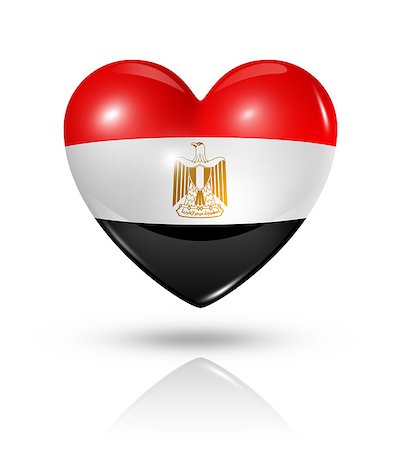 simsearch:400-07096057,k - Love Egypt symbol. 3D heart flag icon isolated on white with clipping path Stock Photo - Budget Royalty-Free & Subscription, Code: 400-07090410