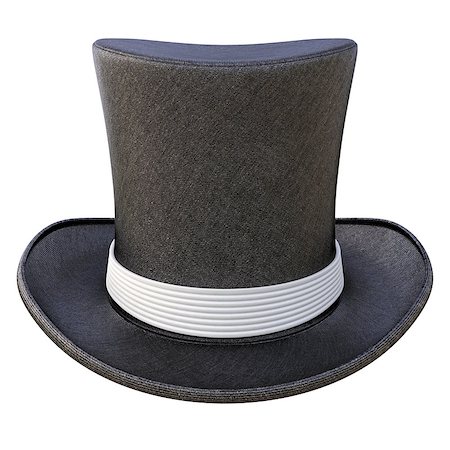 simsearch:400-05287348,k - Black cylinder hat with white ribbon. isolated on white. Stock Photo - Budget Royalty-Free & Subscription, Code: 400-07091298