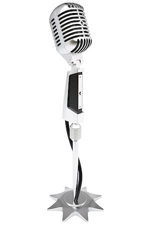 simsearch:400-04278069,k - vintage silver microphone. isolated on white. Stock Photo - Budget Royalty-Free & Subscription, Code: 400-07091311