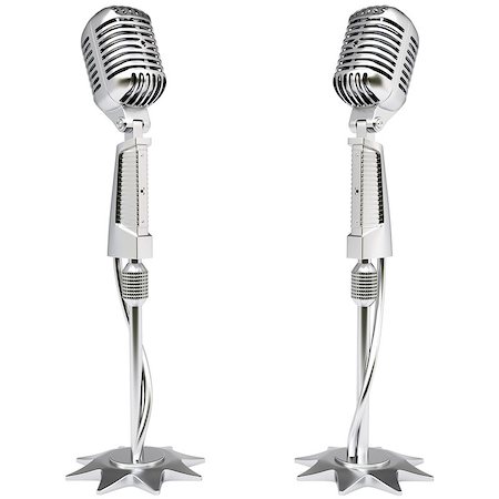 simsearch:400-04278064,k - vintage silver microphone. isolated on white. Stock Photo - Budget Royalty-Free & Subscription, Code: 400-07091313