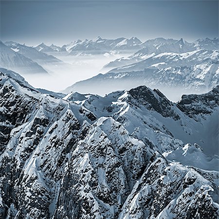Snowy mountains in the Swiss Alps. View from Mount Titlis, Switzerland. Stock Photo - Budget Royalty-Free & Subscription, Code: 400-07092256