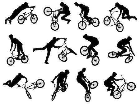 12 high quality bmx stunt silhouettes - vector Stock Photo - Budget Royalty-Free & Subscription, Code: 400-07093685