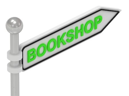simsearch:700-00195691,k - BOOKSHOP arrow sign with letters on isolated white background Photographie de stock - Aubaine LD & Abonnement, Code: 400-07093724