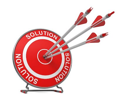 simsearch:400-05744172,k - Solution - Business Background. Three Arrows Hitting the Center of a Red Target, where is Written "Solution". 3D Render. Stock Photo - Budget Royalty-Free & Subscription, Code: 400-07104031