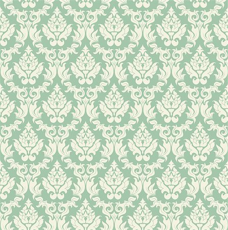 Damask seamless vector pattern.  For easy making seamless pattern just drag all group into swatches bar, and use it for filling any contours. Foto de stock - Super Valor sin royalties y Suscripción, Código: 400-07105039