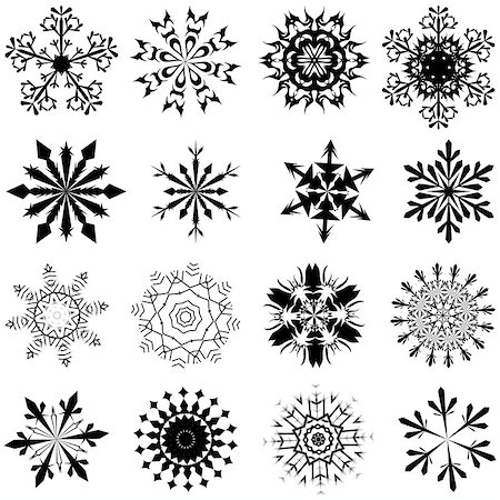 Set of winter frozen snowflakes. Fully editable EPS 10 vector version. Stock Photo - Budget Royalty-Free & Subscription, Code: 400-07105057