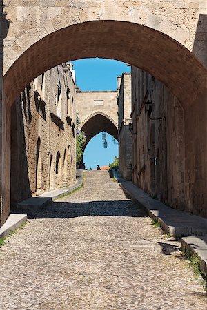 simsearch:400-04375112,k - Medieval Avenue of the Knights. Greece. Rhodos island. Old town. Street of the Knights photo (Now Embassy street) Stock Photo - Budget Royalty-Free & Subscription, Code: 400-07105670