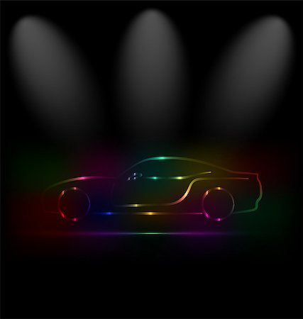 Illustration silhouette of colorful car in darkness - vector Stock Photo - Budget Royalty-Free & Subscription, Code: 400-07105727