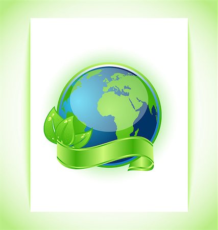 simsearch:400-05126647,k - Illustration of green earth with leaves wrapped ribbon isolated - vector Stock Photo - Budget Royalty-Free & Subscription, Code: 400-07105753