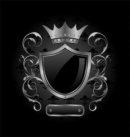 Illustration ornate heraldic shield with crown - vector Foto de stock - Super Valor sin royalties y Suscripción, Código: 400-07105765