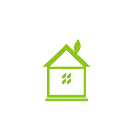 simsearch:400-04786259,k - Illustration icon eco house with leaf isolated on white background - vector Stock Photo - Budget Royalty-Free & Subscription, Code: 400-07105782