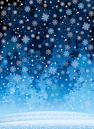 season vector - Winter vector landscape with snowfall and night sky. Stock Photo - Budget Royalty-Free & Subscription, Code: 400-07106026