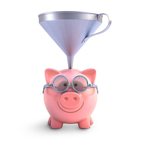 simsearch:400-07218287,k - Piggy bank with funnel to get all the coins. With clipping path included. Stock Photo - Budget Royalty-Free & Subscription, Code: 400-07106174