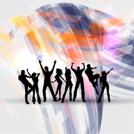 simsearch:400-04389591,k - Silhouettes of people dancing on an abstract background Stock Photo - Budget Royalty-Free & Subscription, Code: 400-07106350