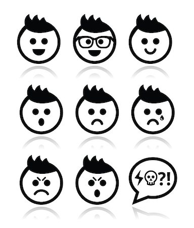 simsearch:400-07221782,k - Collection of avatar faces - happy, sad, angry, crying Stock Photo - Budget Royalty-Free & Subscription, Code: 400-07106720
