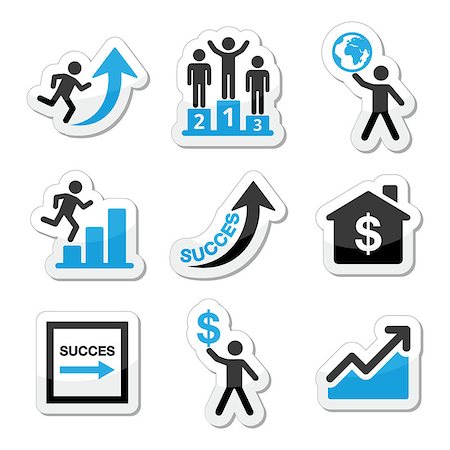 reach in top - Vector labels set of people in business, training for success isolated on white Stock Photo - Budget Royalty-Free & Subscription, Code: 400-07106928