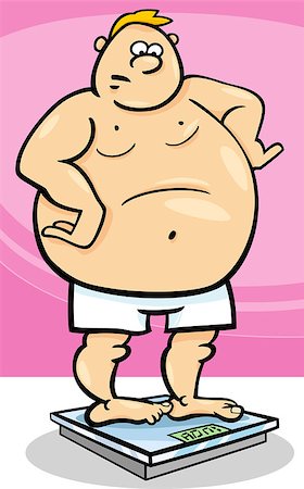 simsearch:400-04647880,k - Cartoon Illustration of Overweight Man on Weight Stock Photo - Budget Royalty-Free & Subscription, Code: 400-07107356
