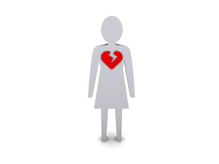 simsearch:400-06207242,k - Woman with broken heart. Concept 3D illustration. Stock Photo - Budget Royalty-Free & Subscription, Code: 400-07100254