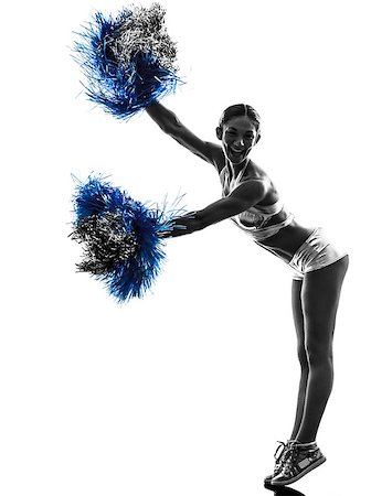 one young woman cheerleader cheerleading  silhouette studio on white background Stock Photo - Budget Royalty-Free & Subscription, Code: 400-07101481