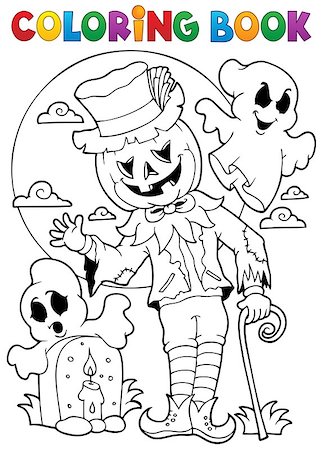 simsearch:400-05686860,k - Coloring book Halloween character 9 - eps10 vector illustration. Stock Photo - Budget Royalty-Free & Subscription, Code: 400-07102890