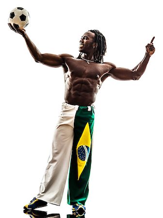 football players with dreads - one brazilian black man soccer player holding showing football  on white background Stock Photo - Budget Royalty-Free & Subscription, Code: 400-07103026