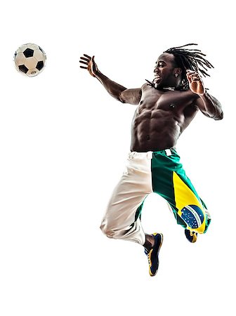 football players with dreads - one brazilian  black man soccer player  on white background Stock Photo - Budget Royalty-Free & Subscription, Code: 400-07103027