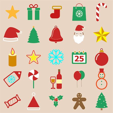simsearch:400-04149556,k - Christmas color icons on brown background, stock vector Stock Photo - Budget Royalty-Free & Subscription, Code: 400-07103886