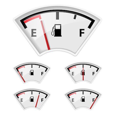 Set of fuel indicators with different petrol amount. Stock Photo - Budget Royalty-Free & Subscription, Code: 400-07115358