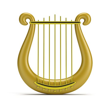 golden harp. 3d image. Isolated white background. Stock Photo - Budget Royalty-Free & Subscription, Code: 400-07115959