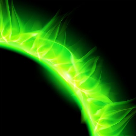 simsearch:400-07550284,k - Partial view of blazing solar corona in green. Illustration on black background. Photographie de stock - Aubaine LD & Abonnement, Code: 400-07116169