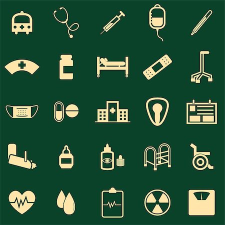 Hospital color icons on green background, stock vector Stock Photo - Budget Royalty-Free & Subscription, Code: 400-07116315