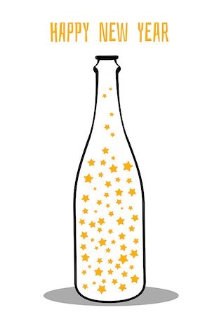 Vector illustration of champagne with the stars Stock Photo - Budget Royalty-Free & Subscription, Code: 400-07116614