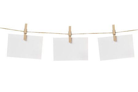 peg - paper cards hanging on the rope, isolated Stock Photo - Budget Royalty-Free & Subscription, Code: 400-07112331