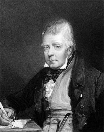 simsearch:400-05228888,k - Walter Scott (1771-1832) on engraving from 1834. Scottish historical novelist, playwright and poet. Engraved by H.T.Ryall and published in ''Portraits of Illustrious Personages of Great Britain'',UK,1834. Stock Photo - Budget Royalty-Free & Subscription, Code: 400-07112570