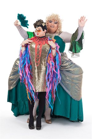 Two drag queens having fun performing together, on white Foto de stock - Super Valor sin royalties y Suscripción, Código: 400-07112731