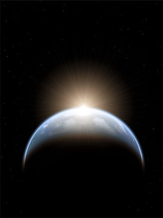simsearch:400-04296185,k - A beautiful space scene with planet and sun Stock Photo - Budget Royalty-Free & Subscription, Code: 400-07125690