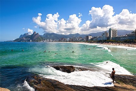 rio skyline - beautiful ipanema Leblon beach in rio de janeiro brazil Stock Photo - Budget Royalty-Free & Subscription, Code: 400-07123826