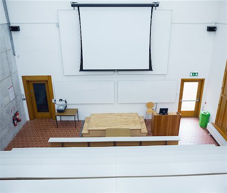 High angle view of blank projection screen in the lecture hall Stock Photo - Budget Royalty-Free & Subscription, Code: 400-07143299