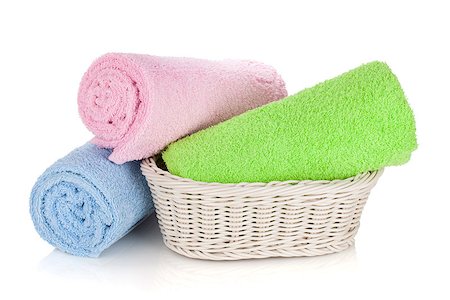 simsearch:400-05370670,k - Colorful towels. Isolated on white background Stock Photo - Budget Royalty-Free & Subscription, Code: 400-07166588