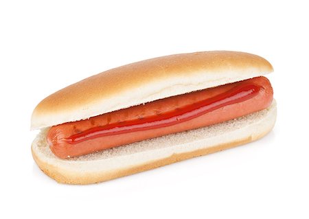 simsearch:400-04587885,k - Hot dog with ketchup. Isolated on white background Stock Photo - Budget Royalty-Free & Subscription, Code: 400-07167126