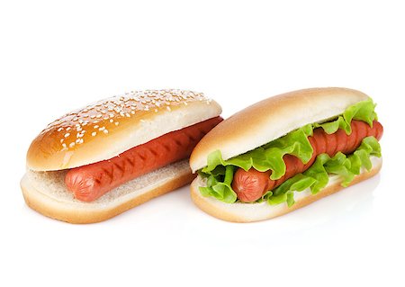 simsearch:400-04587885,k - Two hot dogs with various ingredients. Isolated on white background Stock Photo - Budget Royalty-Free & Subscription, Code: 400-07167121