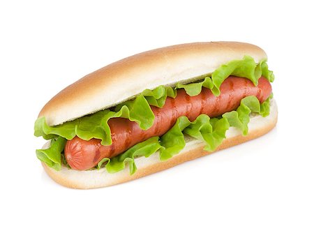 simsearch:400-04587885,k - Hot dog with fresh lettuce. Isolated on white background Stock Photo - Budget Royalty-Free & Subscription, Code: 400-07167122
